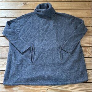 Garnet Hill Women’s Turtleneck Pocket Sweater Size Large Gray
